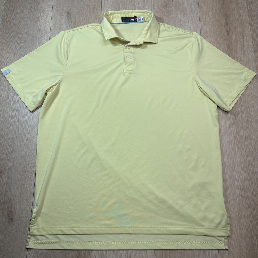 RLX Ralph Lauren Mens Golf Polo Shirt Large Butter Yellow Performance S/S